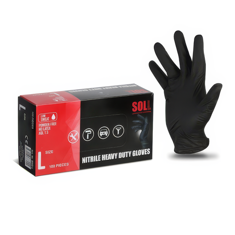 soll nitrile heavy duty gloves black l